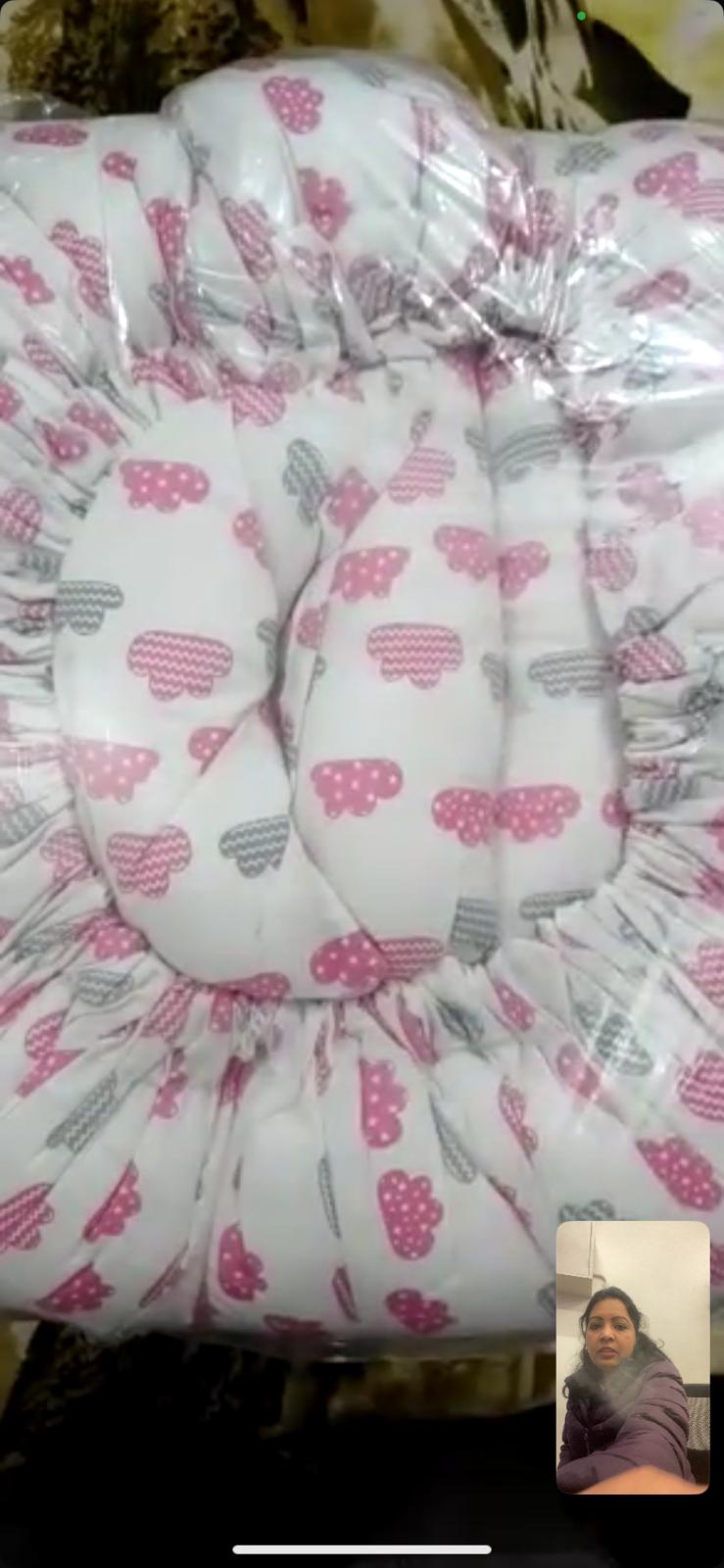 BABY SLEEPING NEST WITH 4 CUSIONS & FLY NET IN 100%  COTTON
