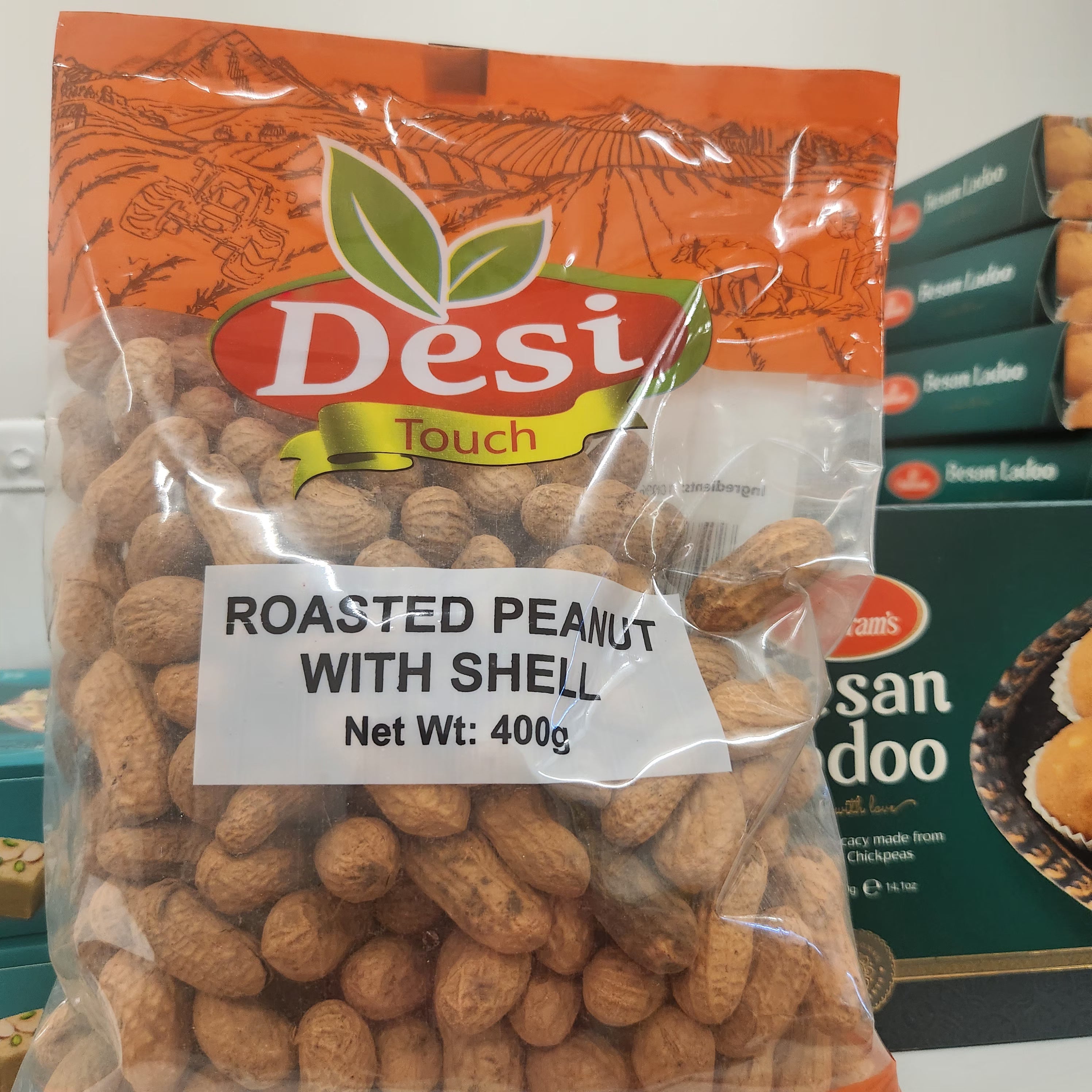 DESI TOUCH ROASTED PEANUTS WITH SHELL 400GM