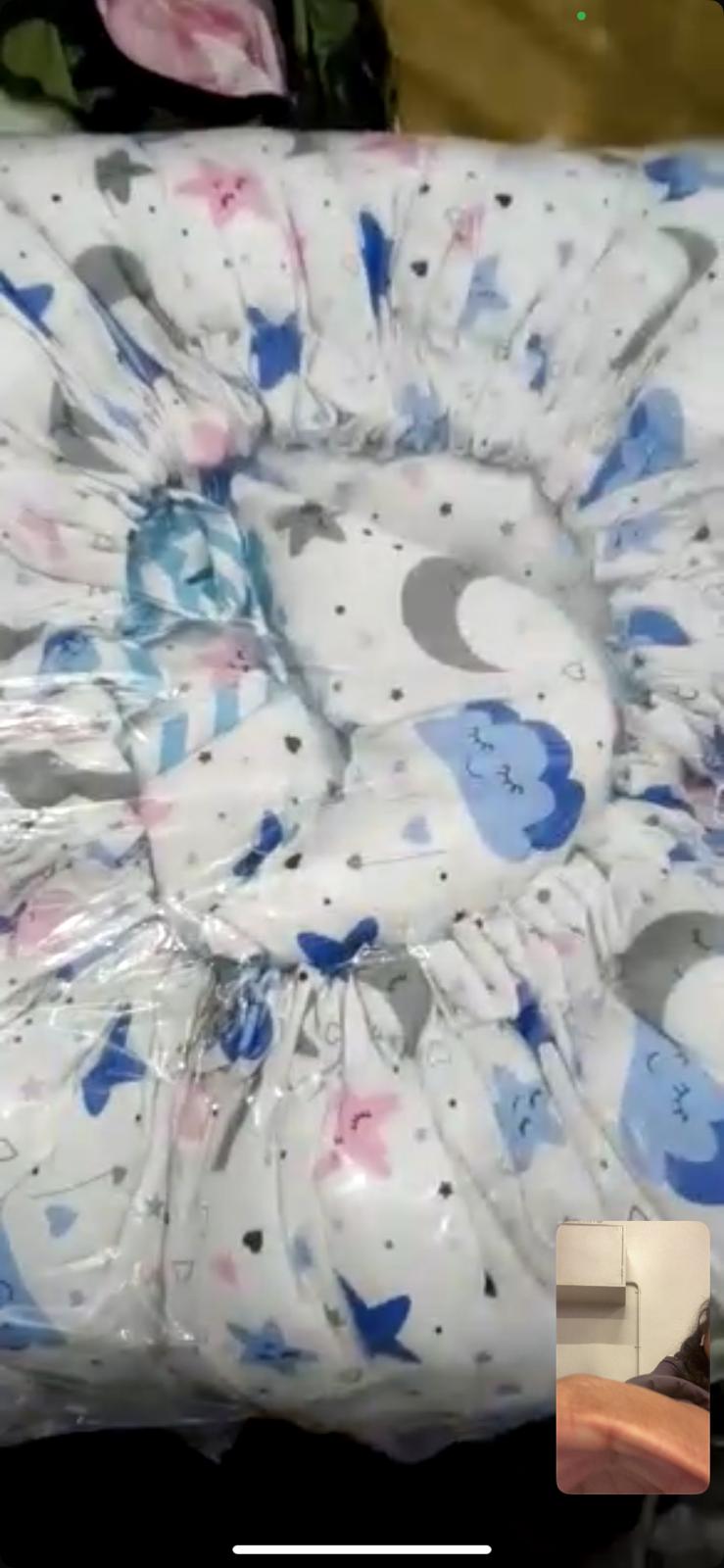 BABY SLEEPING NEST WITH 4 CUSIONS & FLY NET IN 100%  COTTON