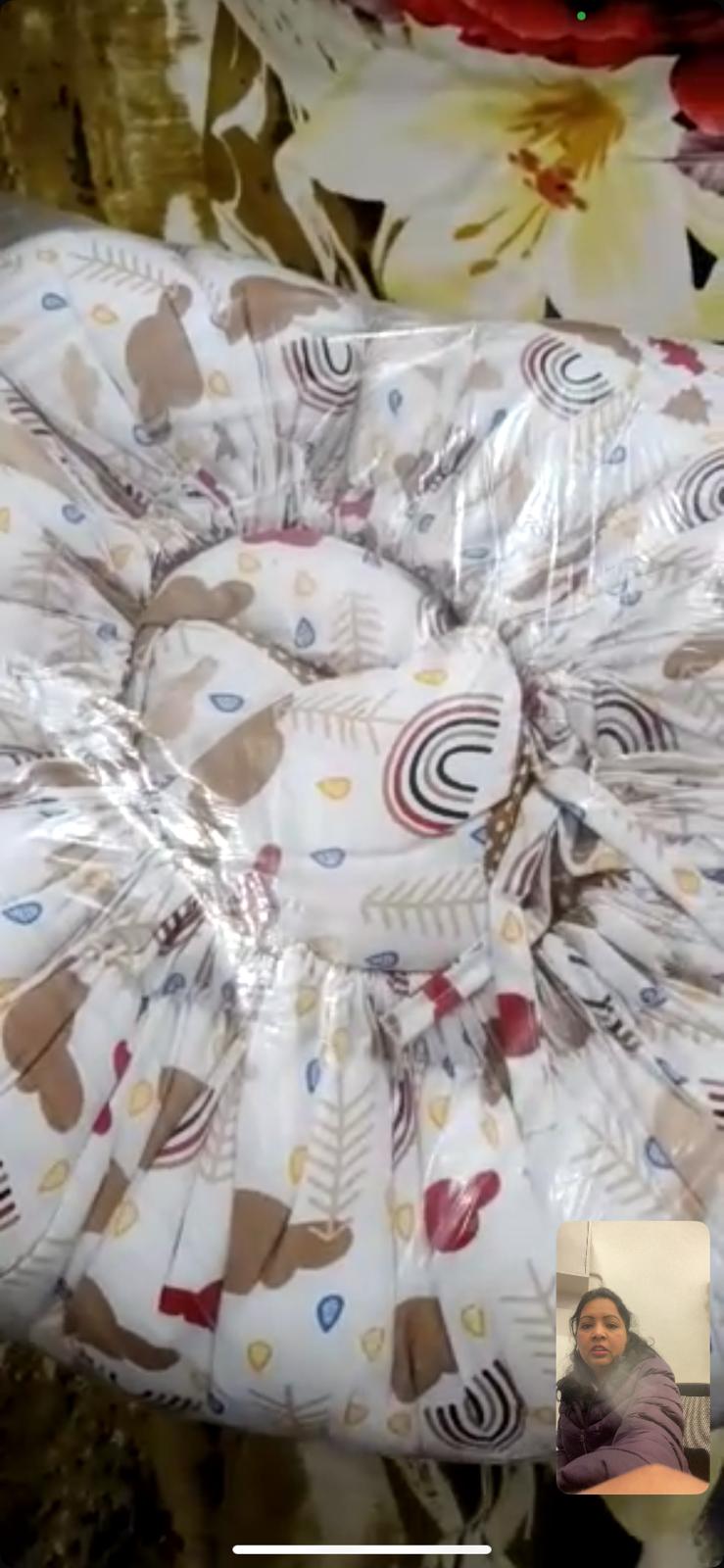 BABY SLEEPING NEST WITH 4 CUSIONS & FLY NET IN 100%  COTTON