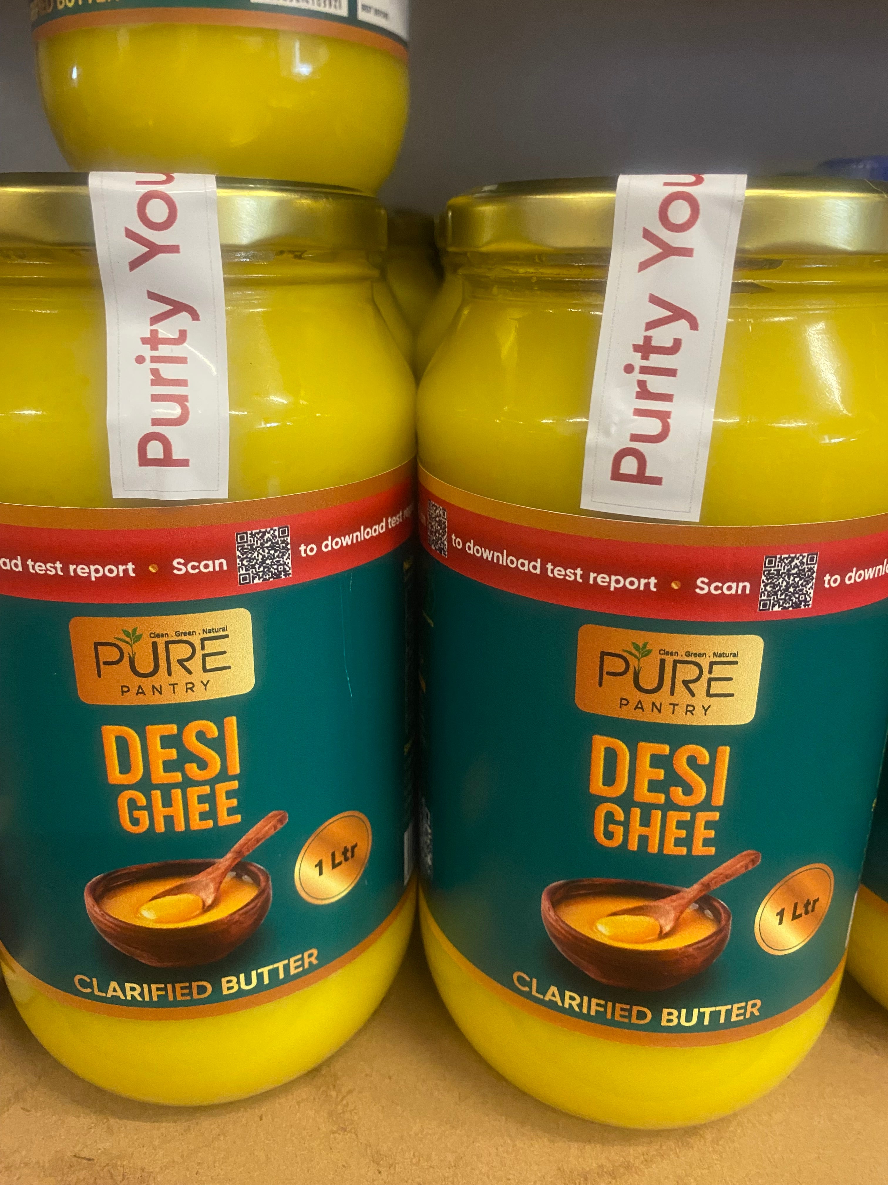 PURE PANTRY ORGANIC DESI GHEE (CLARIFIED BUTTER) 1 LTR