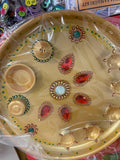 GOLDEN PUJA THALI WITH INSENCE HOLDER