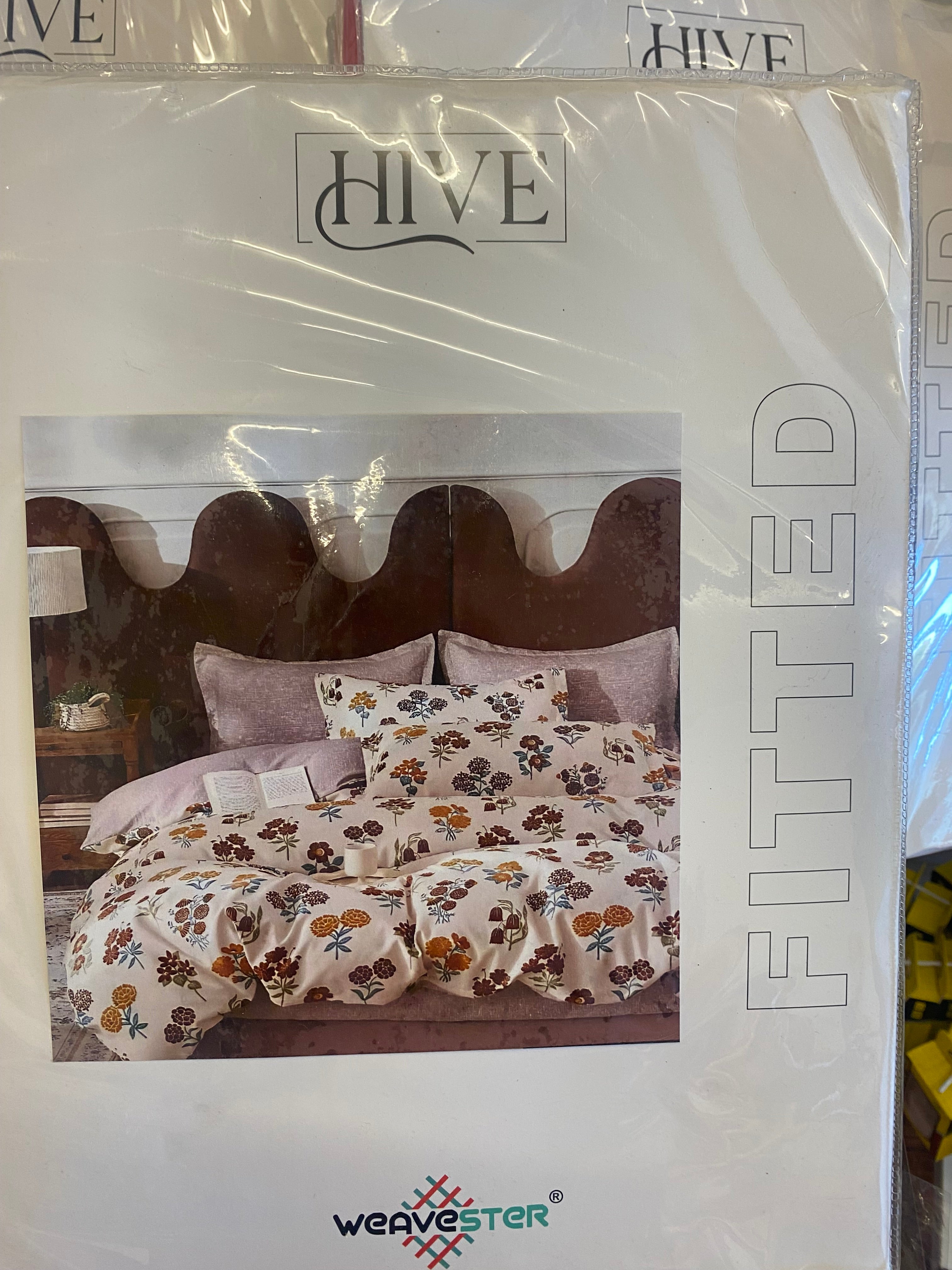WEAVESTER  HIVE FITTED COTTON BEDSHEETS WITH 2 POLLOW CASES