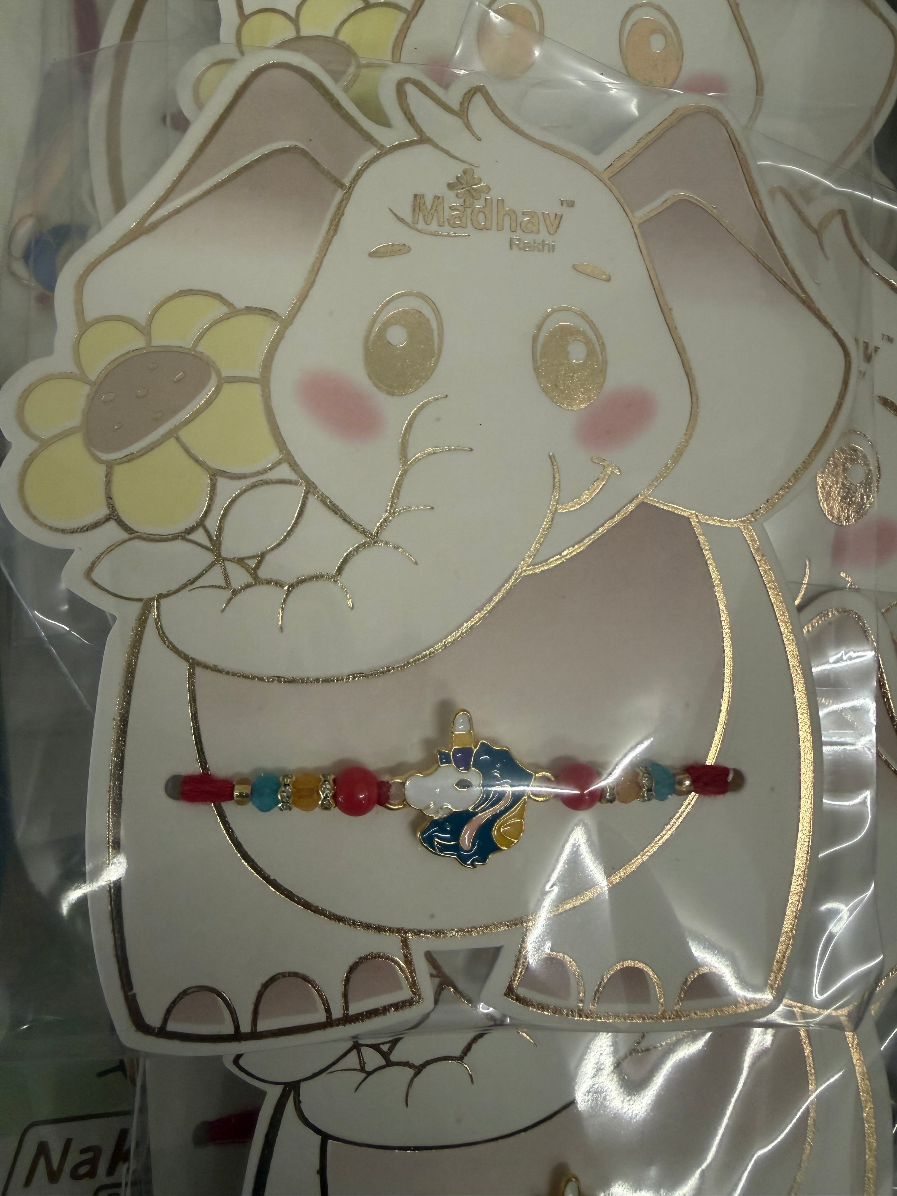 Kids Design unicorn rakhi blue