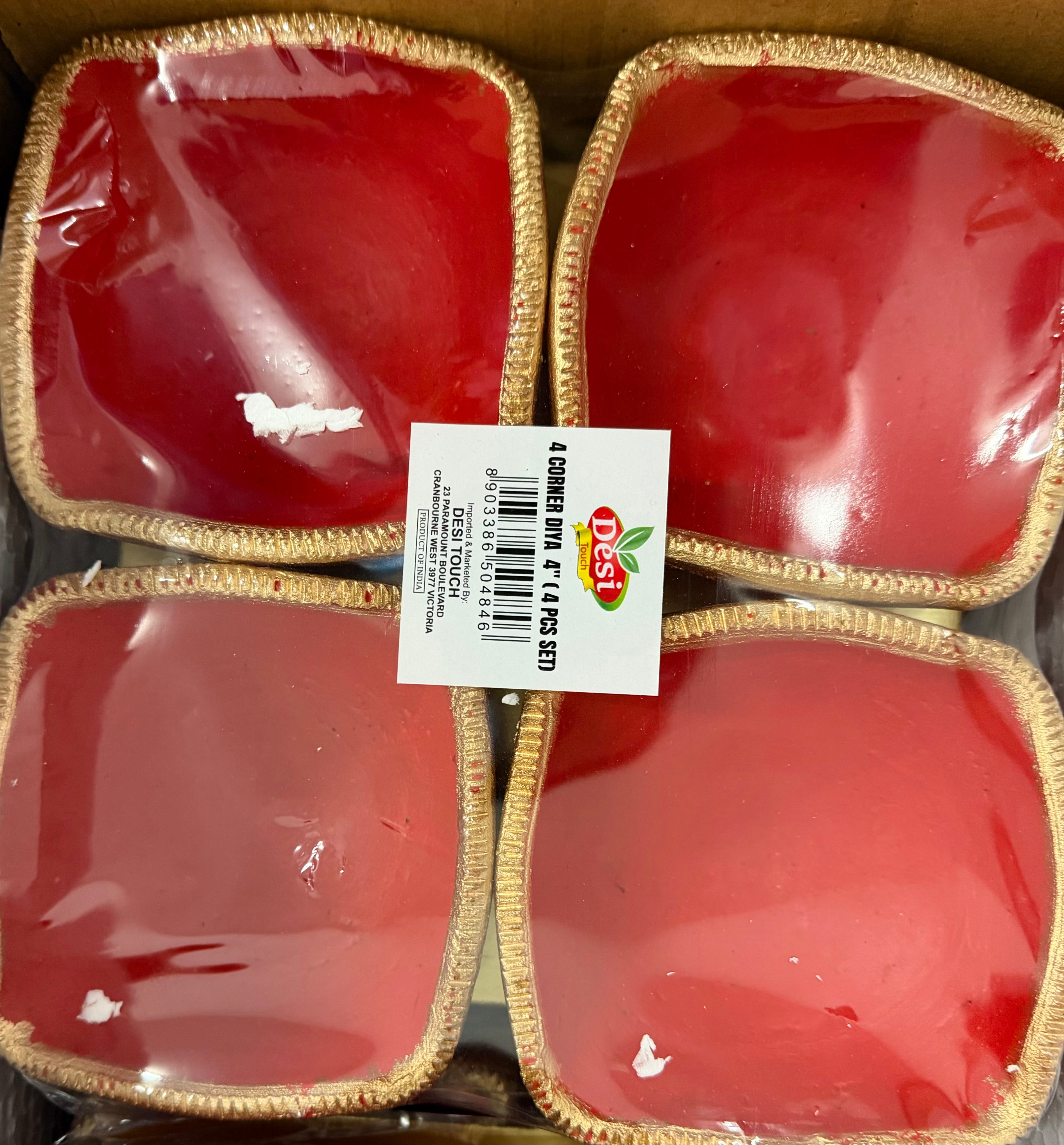 4 corner designer diya set of 4 med/big