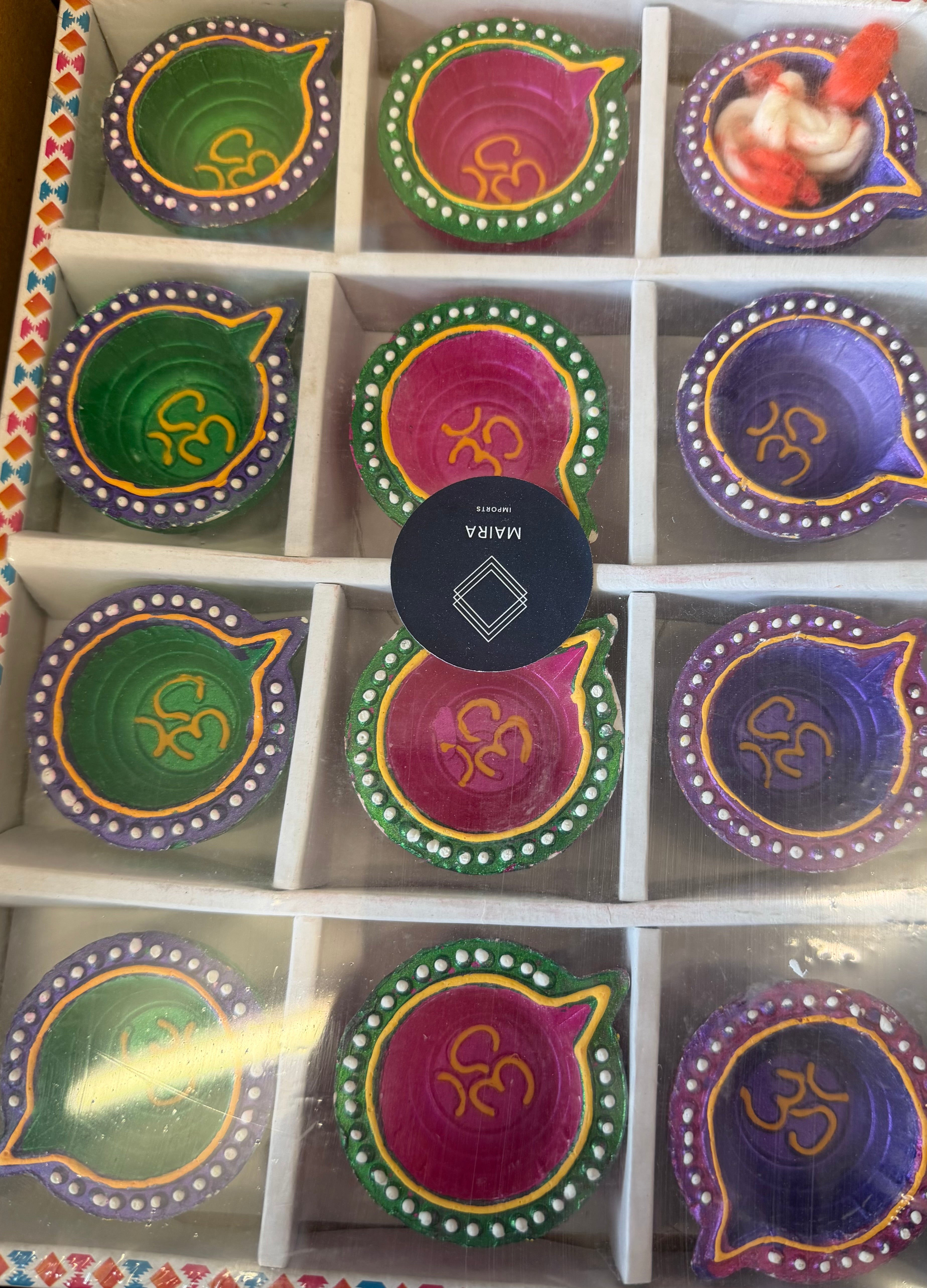 Designer multicolor diya set of 12