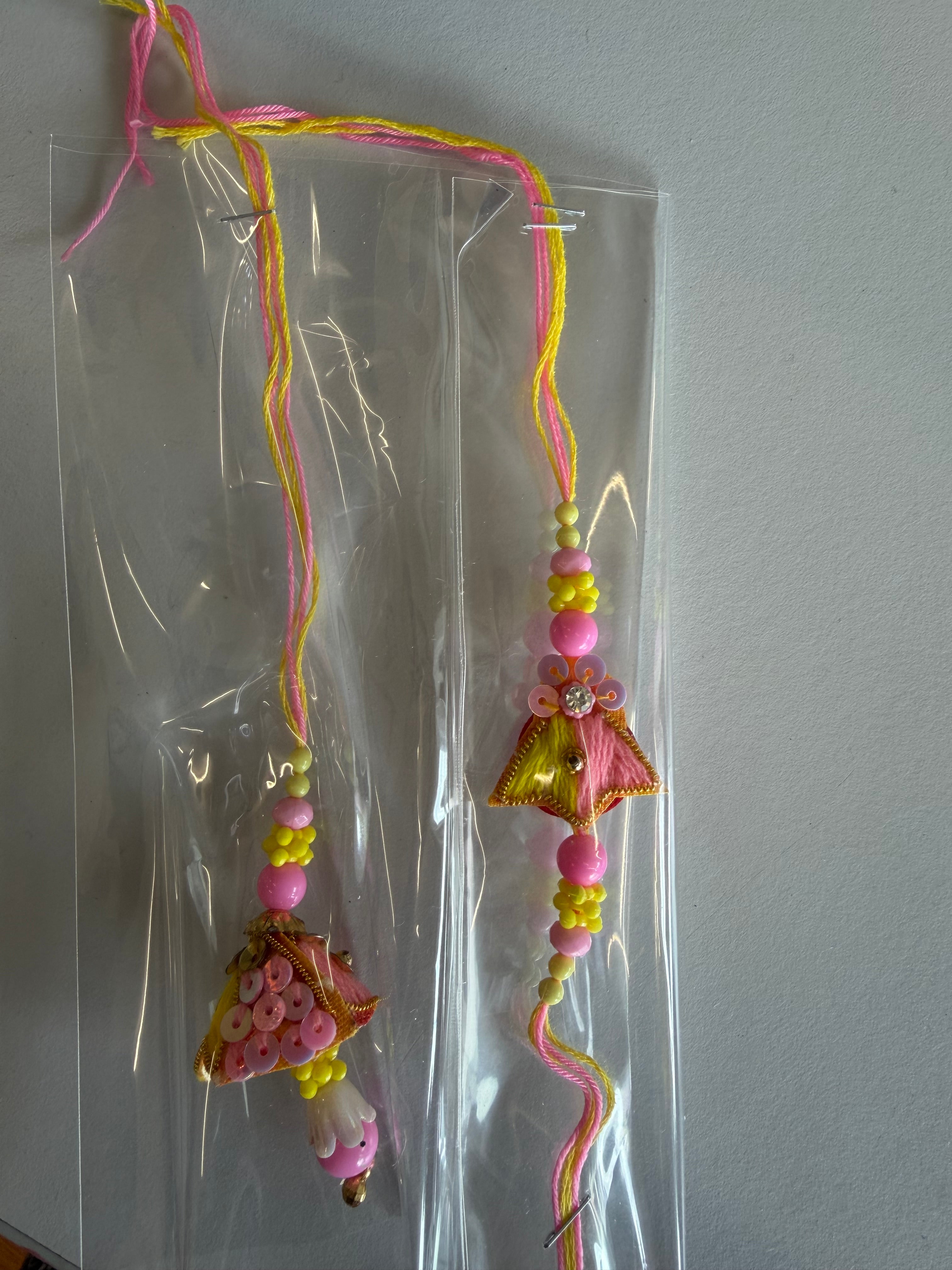 BHAIYA BHAI RAKHI PINK BEADS