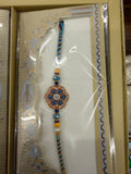 ROUND GOLDEN AND BLUE DESIGNER RAKHI