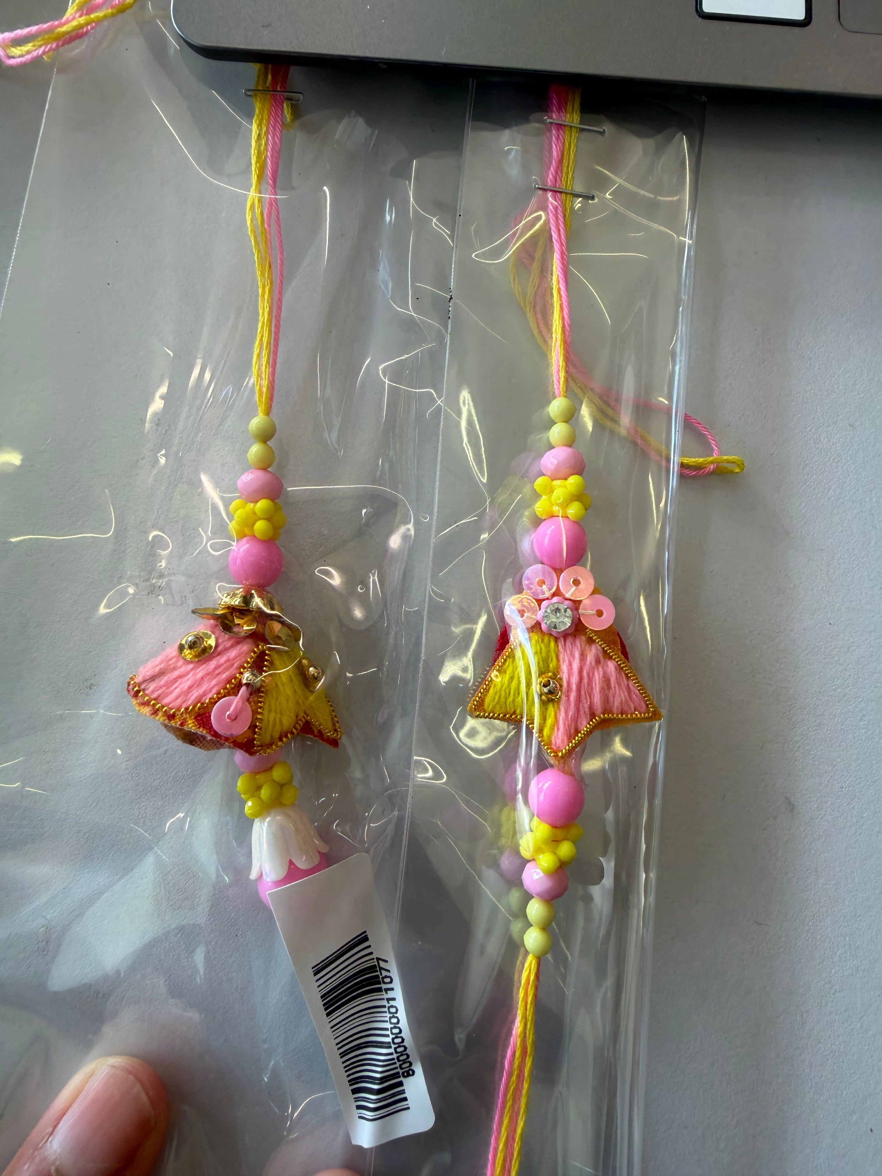 BHAIYA BHAI RAKHI PINK BEADS