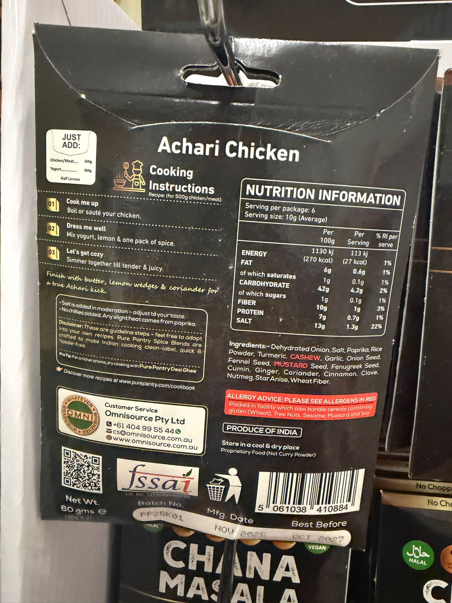 PURE PANTRY ACHARI CHICKEN MIX 60 GM