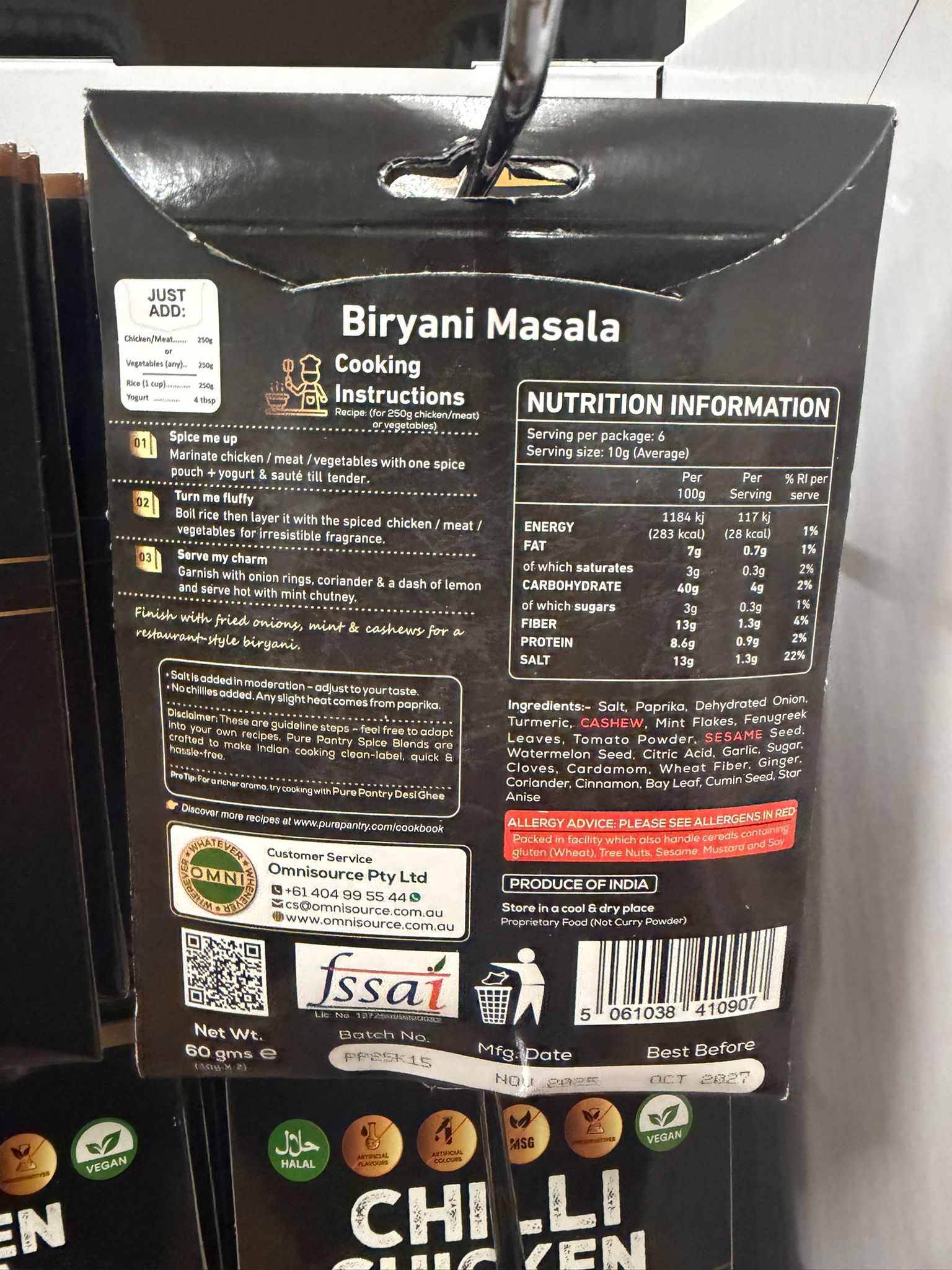 PURE  PANTRY BIRYANI MASALA MIX 60 GM