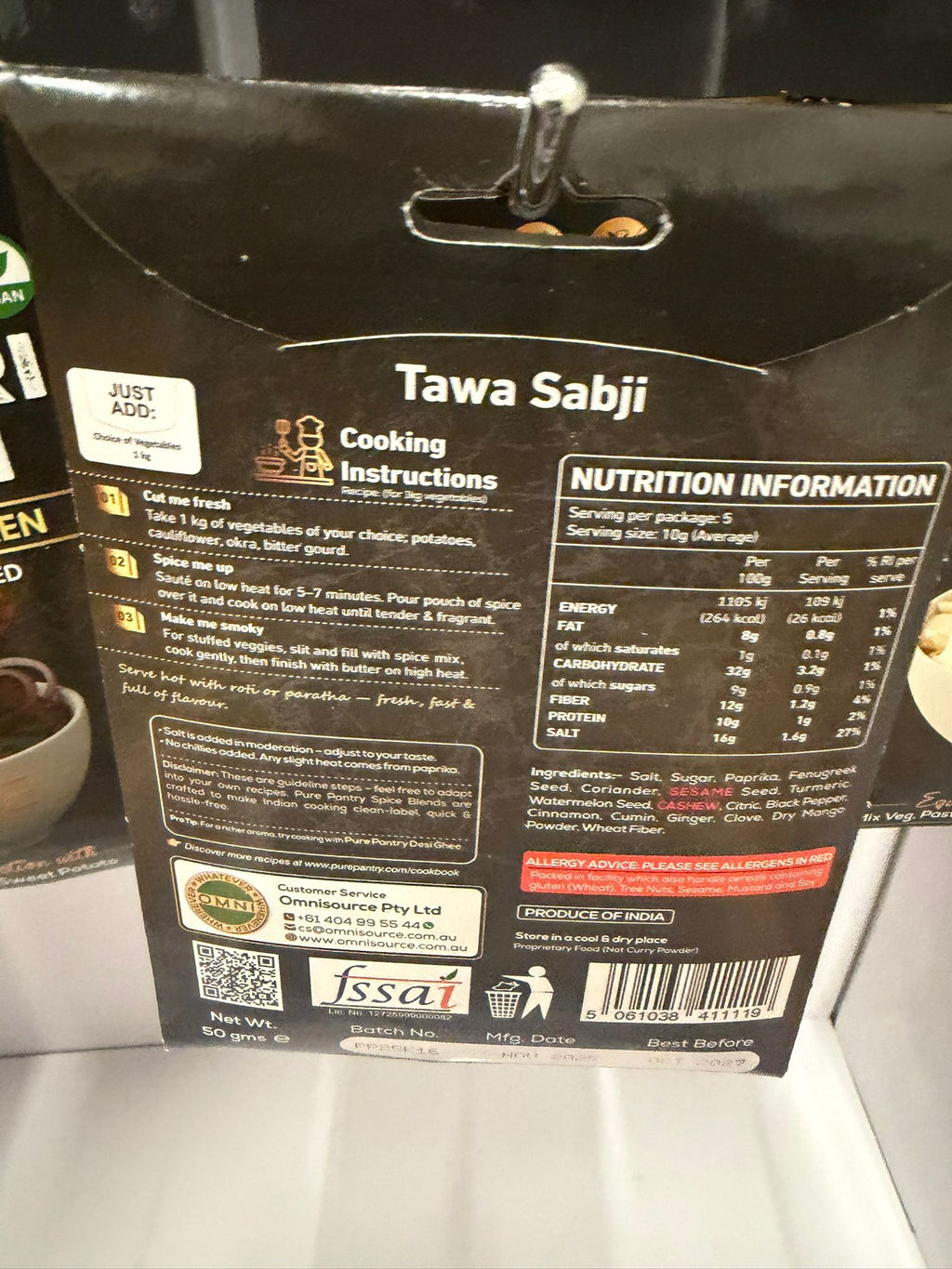 PURE PANTRY TAWA SABJI MIX 60 GM