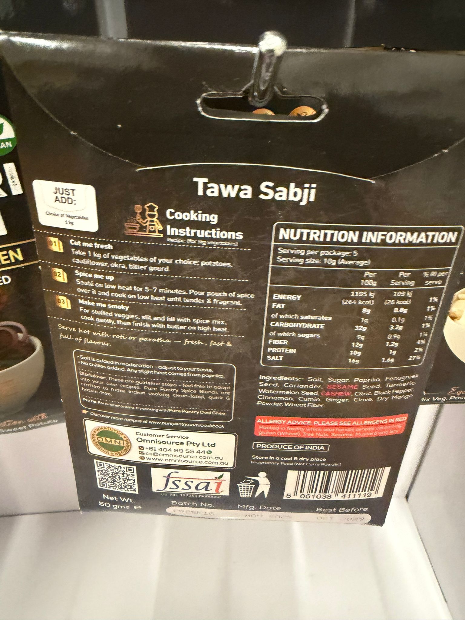 PURE PANTRY TAWA SABJI MIX 60 GM