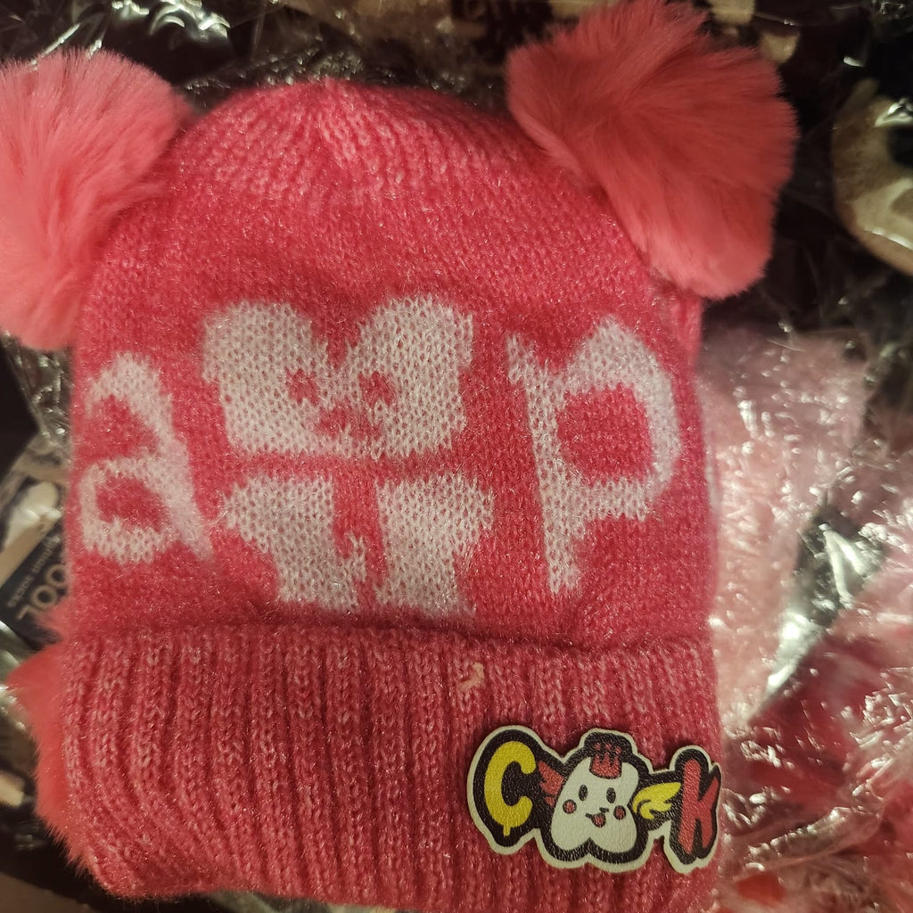 DOUBLE POM POM ROUND BINNIE ( CAPS) WITH FURR LINNING