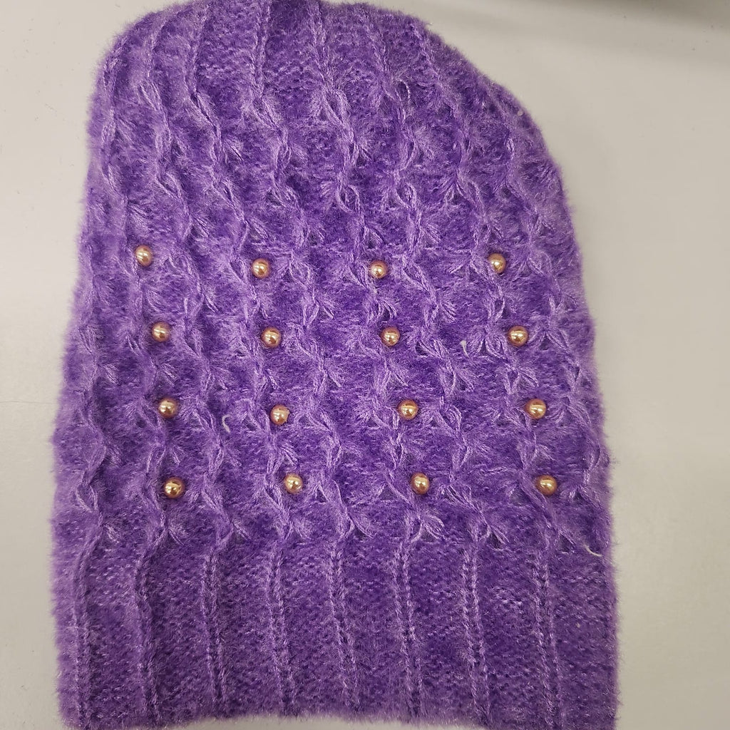 LADIES BEANIES WITH BEADS (FURR LINNING)