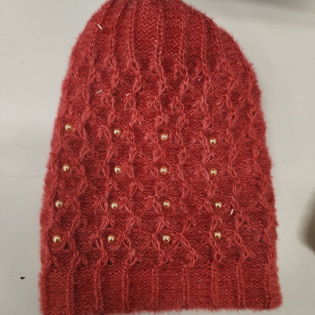 LADIES BEANIES WITH BEADS (FURR LINNING)