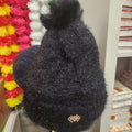 LADIES BEANIE WITH FURR SINGLE POM POM