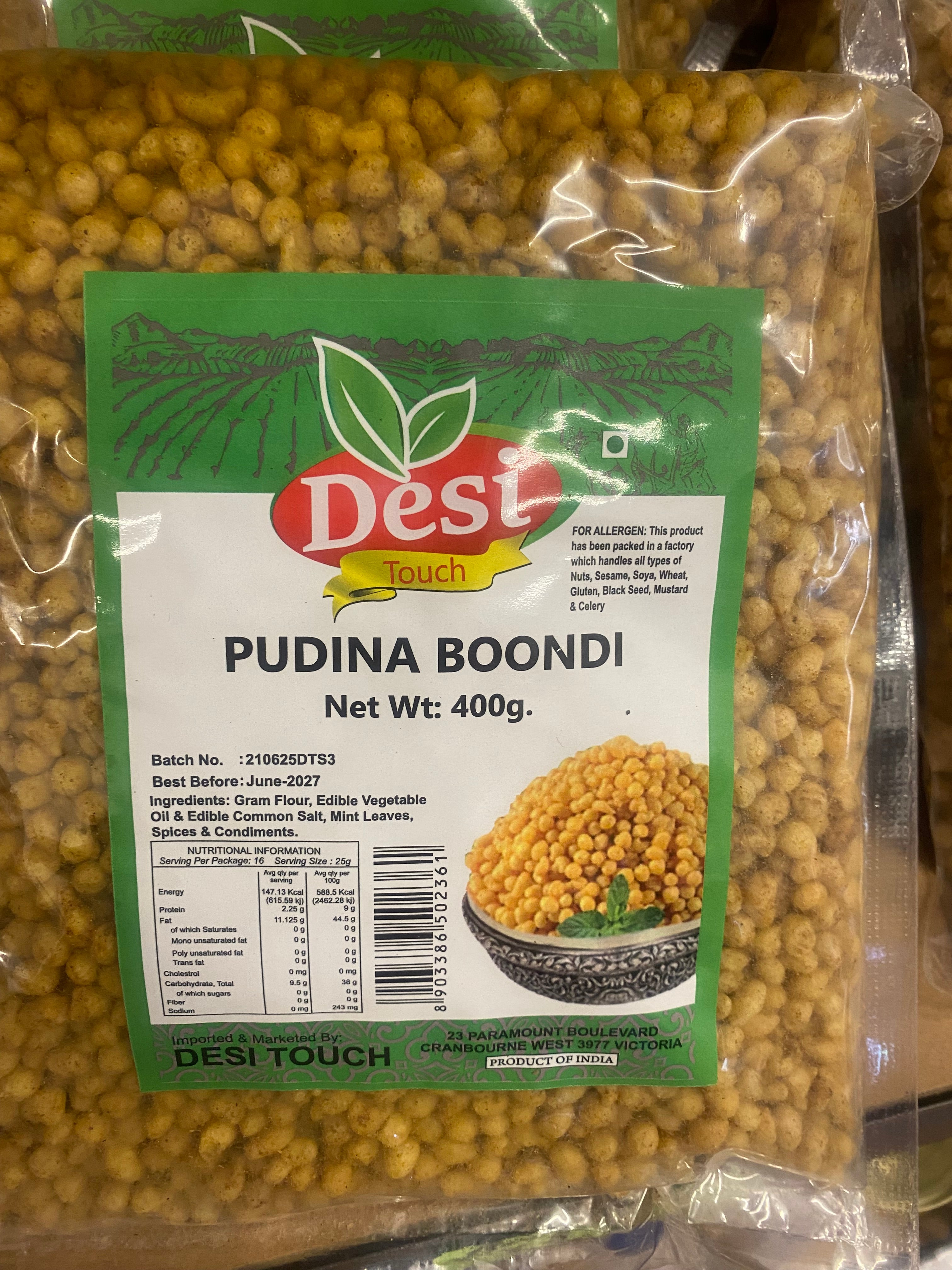 MB/ DESI TOUCH PUDINA(MINT) MASALA BOONDI 400 GM