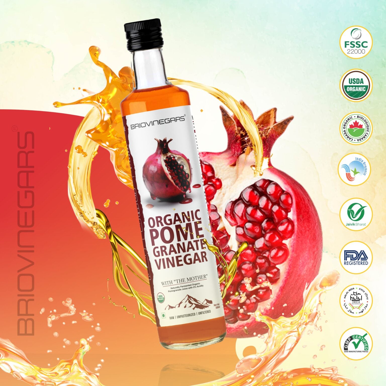 BRIOVINEGAR ORGANIC POMEGRANATE 200 ML